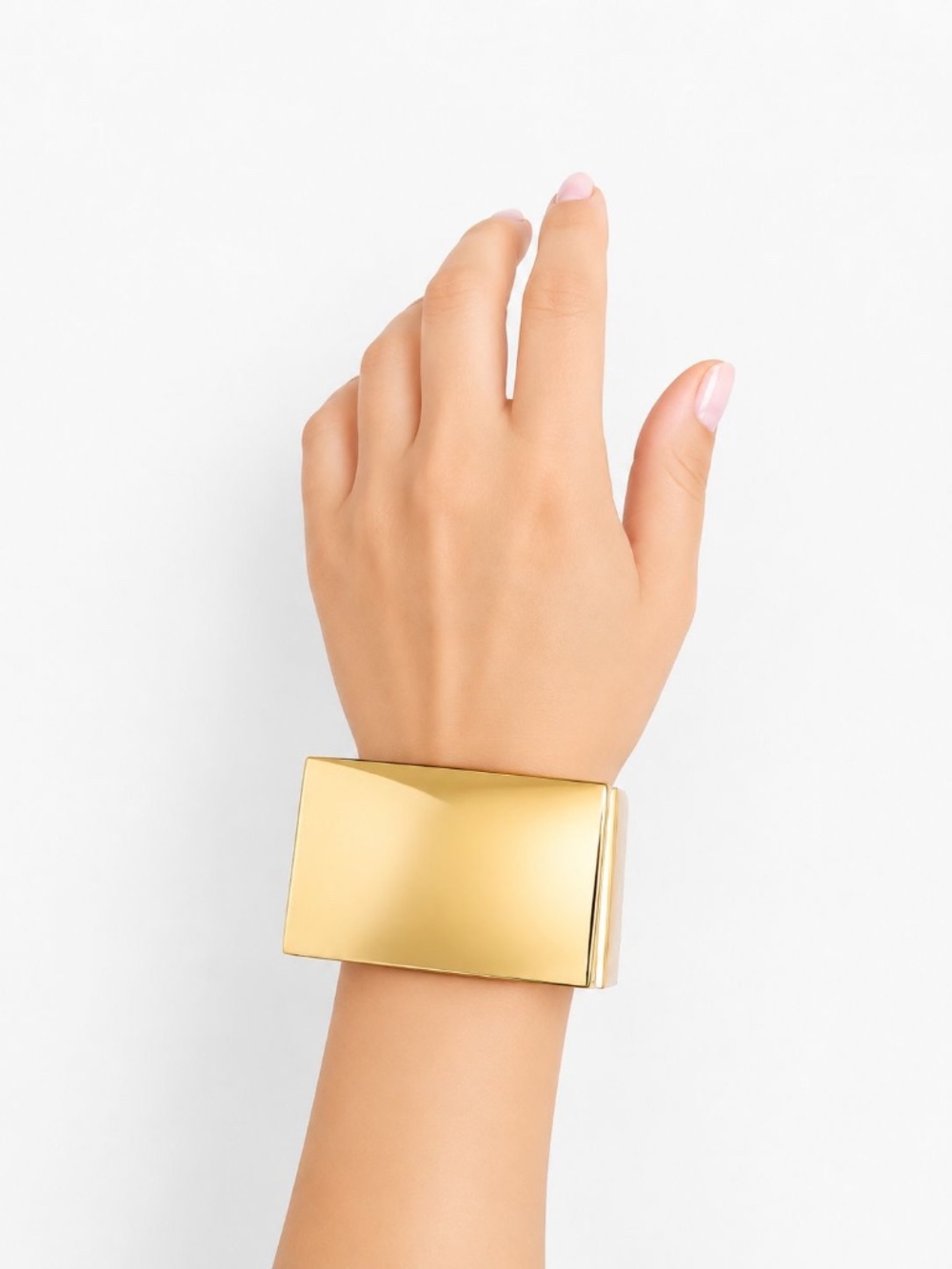 Gold tone Geometric Cuff Bracelet, Wide Statement Bangle Bracelet, Minimalist